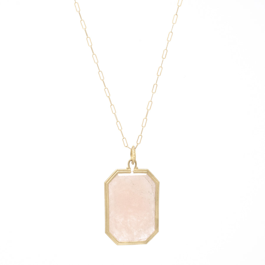 Clover Emerald Cut Morganite Necklace