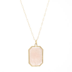 Clover Emerald Cut Morganite Necklace