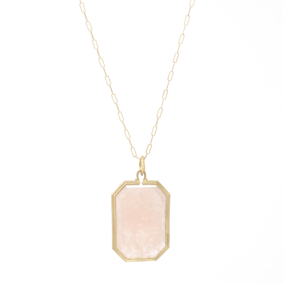 Clover Emerald Cut Morganite Charm