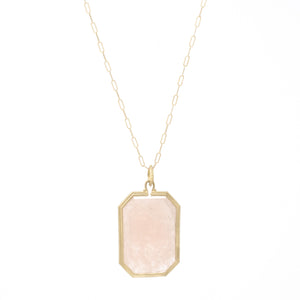 Clover Emerald Cut Morganite Charm