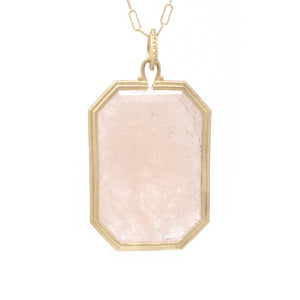 Clover Emerald Cut Morganite Charm