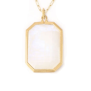 Clover Emerald Cut Moonstone Necklace