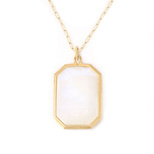 Clover Emerald Cut Moonstone Necklace