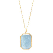 Emerald Cut Aquamarine Clover Necklace