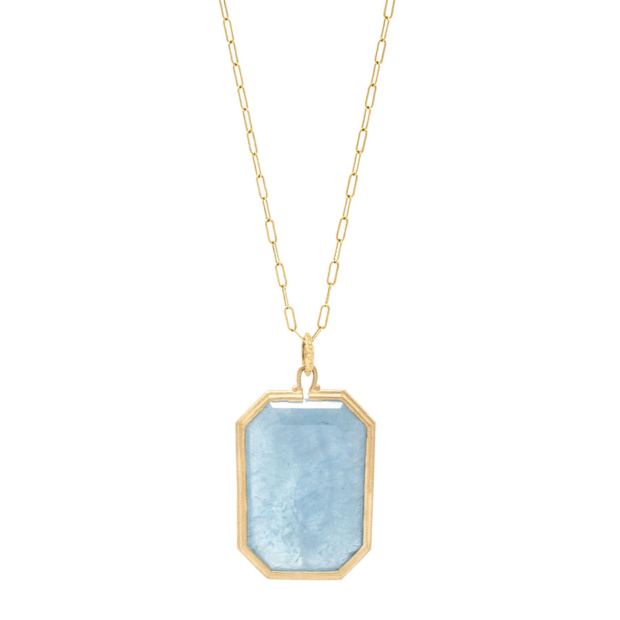 Emerald Cut Aquamarine Clover Necklace