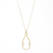 Clover Pear Quartz Pendant Long Necklace