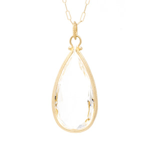 Clover Pear Quartz Pendant Long Necklace