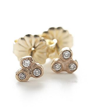 Dewdrop Diamond Tri-Cluster Stud Earrings