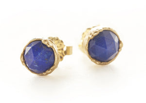 Dewdrop Lapis Lazuli Small Stud Earrings