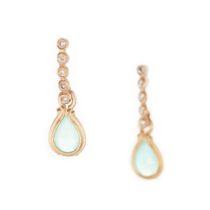 Dewdrop Peruvian Opal Diamond Stud Earrings