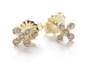 Dewdrop Diamond Cross Stud Earrings