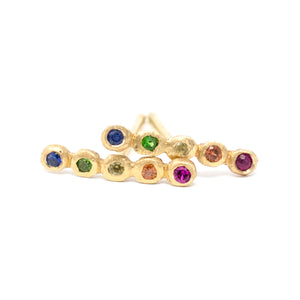 Dewdrop Rainbow Line Stud Earrings