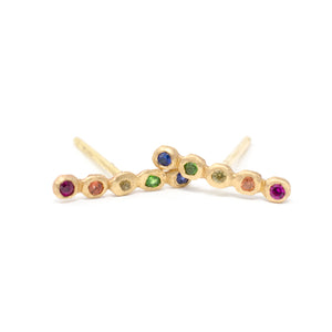 Dewdrop Rainbow Line Stud Earrings