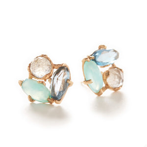 Dewdrop Triple Flower Stud Earrings