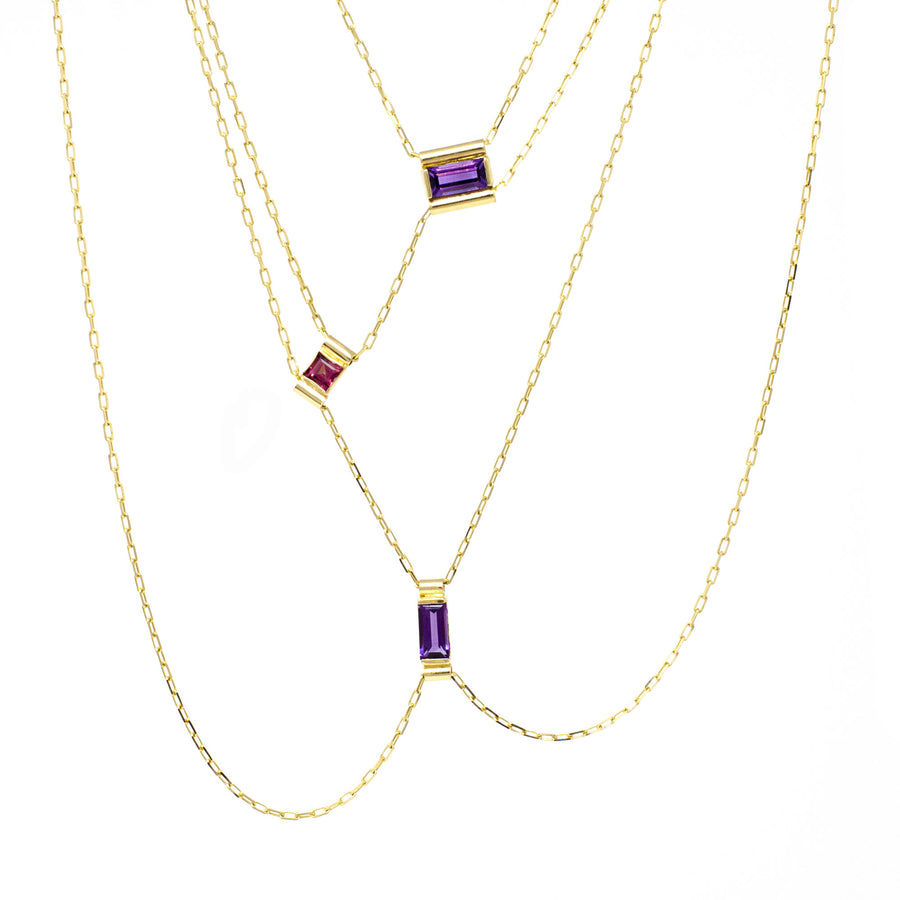 Graceful Garnet Amethyst Drape Necklace