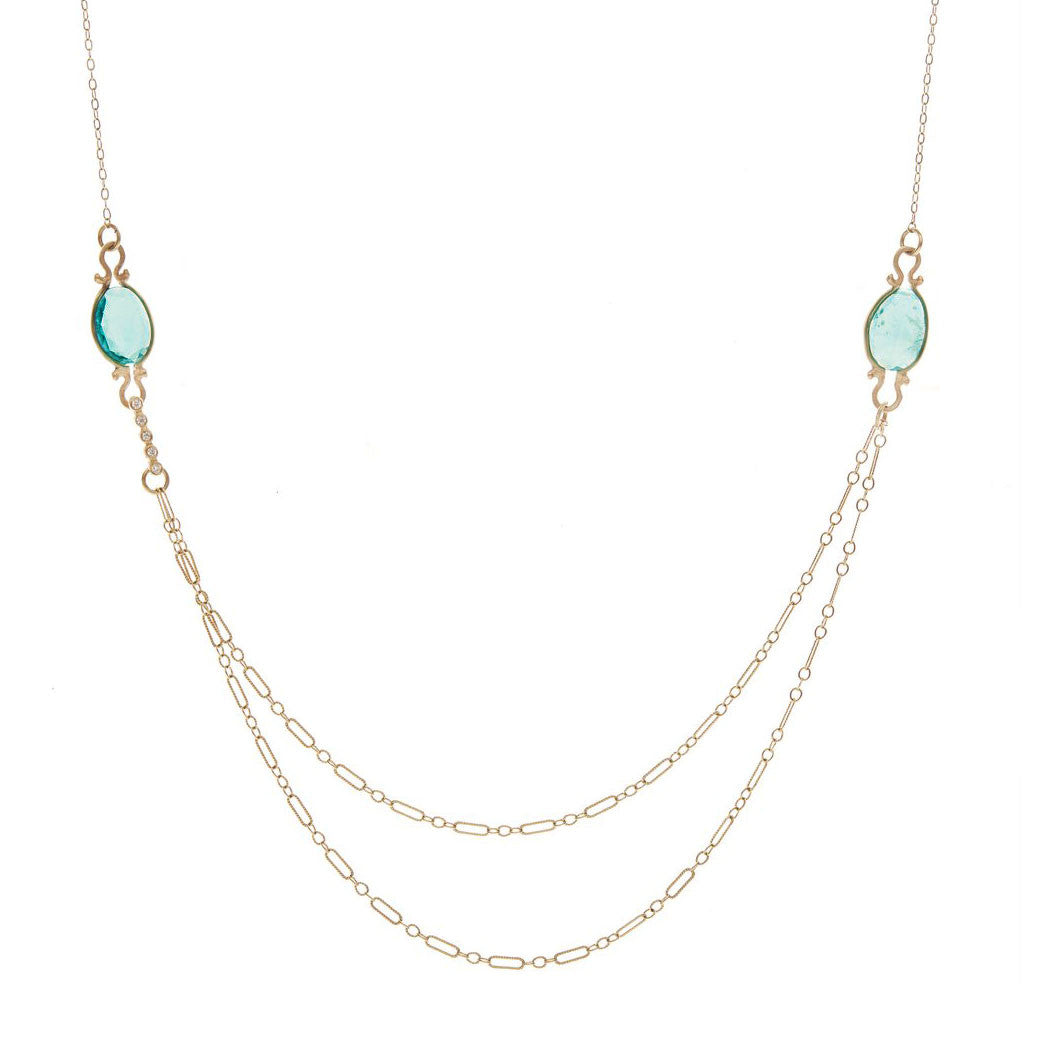 Drape Apatite Diamond Necklace