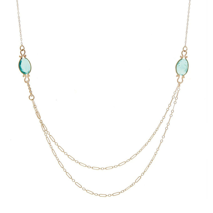 Drape Apatite Diamond Necklace