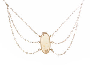 Drape Opal Diamond Leaf Necklace