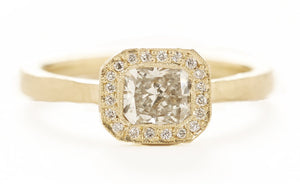 Etruscan Cushion Cut Diamond Halo Ring