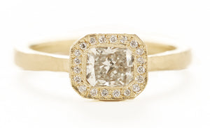 Etruscan Diamond Halo Ring