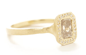 Etruscan Cognac Diamond Halo Ring