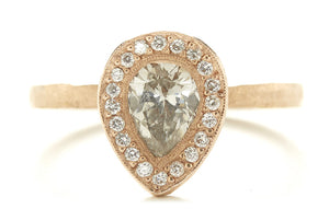 Etruscan Pear Diamond Halo Ring