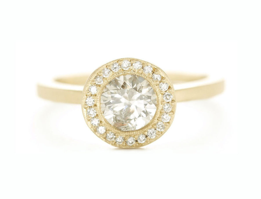 Etruscan Round Diamond Halo Ring