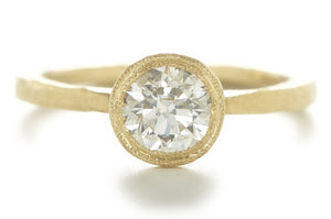Etruscan Round Diamond Solitaire Ring