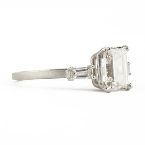 Mountings Facet Emerald Cut Three Stone Ring