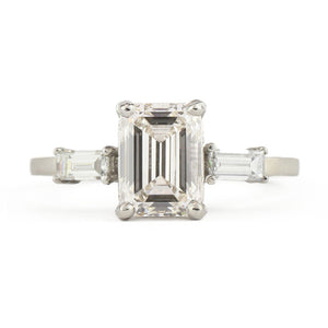 Mountings Facet Emerald Cut Three Stone Ring