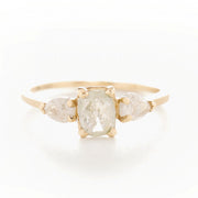 Facet Three Stone Opaque Diamond Ring
