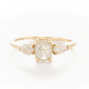 Facet Three Stone Opaque Diamond Ring