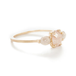 Facet Three Stone Opaque Diamond Ring