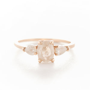 Facet Three Stone Opaque Diamond Ring