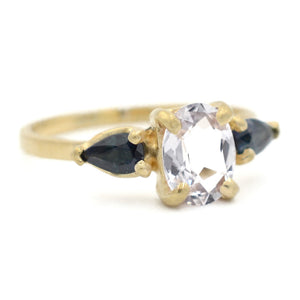 Facet Three Stone Sapphire Ring