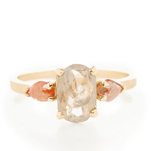 Facet Three Stone Opaque Diamond Ring