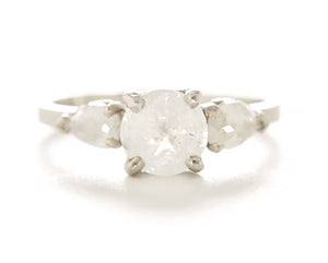 Facet Three Stone Opaque Diamond Ring