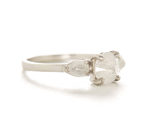 Facet Three Stone Opaque Diamond Ring