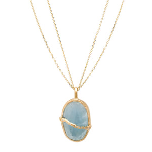 Fractured Pool Aquamarine Necklace