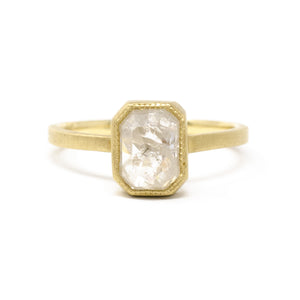 Elegant Rustic Emerald Diamond Ring