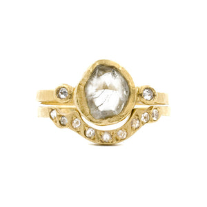 Hewn Three Stone Raw Diamond Ring