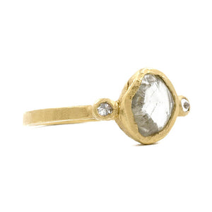 Hewn Three Stone Raw Diamond Ring