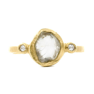 Hewn Three Stone Raw Diamond Ring