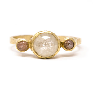 Rosicrucian Three Stone Opaque Diamond Ring