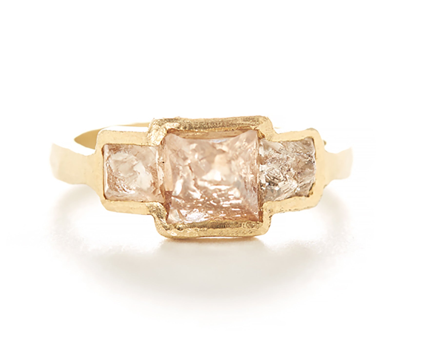 Raw Diamond Rose gold multi stone Engagement Ring Rough diamond Gold W – by  Angeline