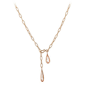 Radiant Morganite Lariat Necklace