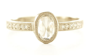 Hewn Oval Diamond Pave Ring