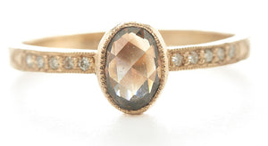 Hewn Oval Cognac Diamond Pave Ring