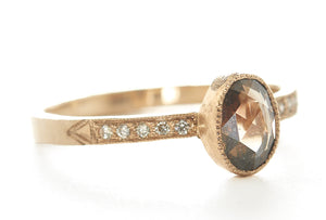 Hewn Oval Cognac Diamond Pave Ring