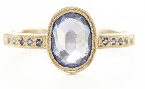 Hewn Oval Sapphire Pave Ring
